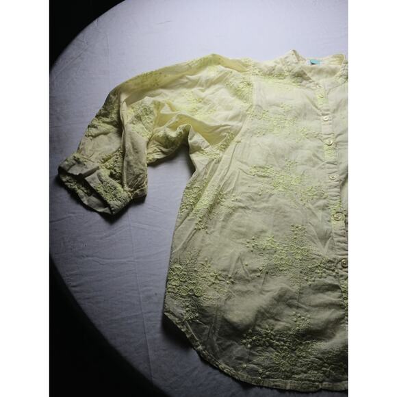 Anthropologie Pilcro Bella femme Button down Top Blouse Floral Embroidery 1X - Picture 2 of 6